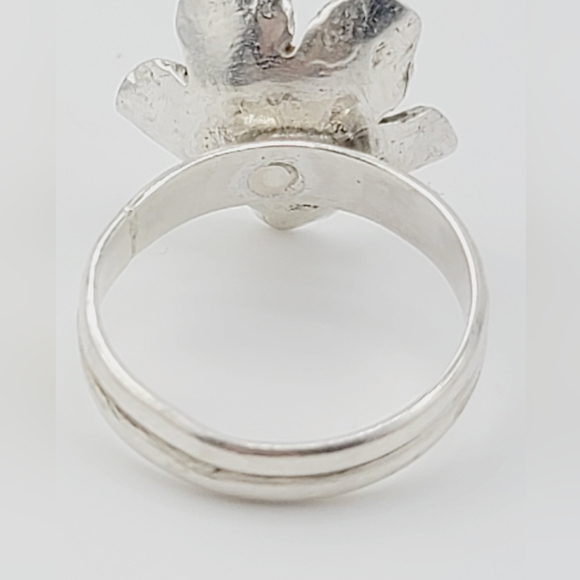 FLOWER RING HANDMADE IN STERLING SILVER METAL Sz 7 - Picture 7 of 7